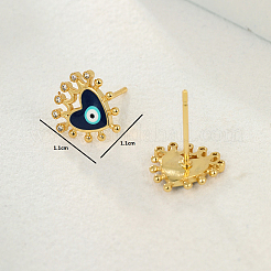 Модные латунные серьги-гвоздики в форме сердца со злым глазом TZ1681