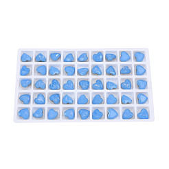 K9ガラスラインストーンカボション  尖ったバック＆バックメッキ  多面カット  ハート  サファイア  10x10x5mm&nbsp;MRMJ-N029-14-04