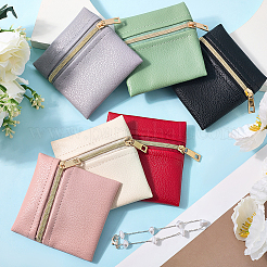 6 шт. 6 цвета квадратные подарочные сумки из искусственной кожи на молнии для ювелирных изделий ABAG-CL0001-01