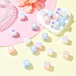 21шт 7 цвета непрозрачные акриловые эмалевые бусины&nbsp;ACRC-YW0001-03