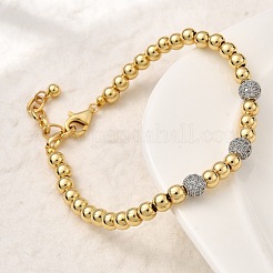 Браслеты из круглых латунных бусин для женщин BJEW-K244-09G