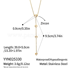 Женское ожерелье с кисточкой в форме сердца из нержавеющей стали 304 с прозрачными кубическими цирконами QV2548-1