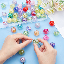 50 шт. 5-х видов прозрачных акриловых бусин с цветным покрытием AB&nbsp;OACR-PH0001-96