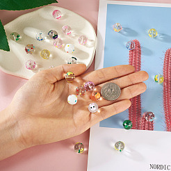 30 шт. 15 прозрачных стеклянных эмалевых бусины GLAA-KS0001-09