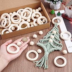 Круглые/кольцевые необработанные деревянные бусины&nbsp;PH-WOOD-G003-02