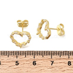 Boucles d'oreilles puces en laiton serties de micro-pavés de zirconiums cubiques transparents pour la Saint-Valentin&nbsp;EJEW-D355-01G-02