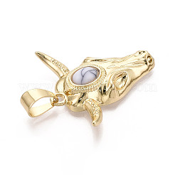 Подвески из латуни и синтетической бирюзы&nbsp;KK-T079-03B-G