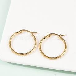 Серьги-кольца из нержавеющей стали 201 с вакуумным покрытием PVD и штифтами из нержавеющей стали 304 для женщин&nbsp;EJEW-D279-12G-02