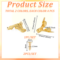 8 шт. Защитные уголки для коробок из цинкового сплава 2 цветов FIND-GA0007-22
