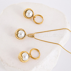 Комплекты из круглых серег-колец и ожерелий с подвесками из нержавеющей стали 304 BA0811-3