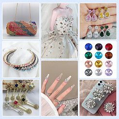 192 Stück 12 Farben Diamant-Glas-Strass-Cabochons&nbsp;RGLA-PH0001-21