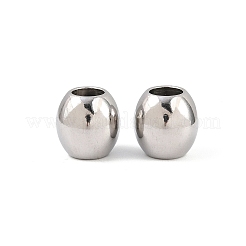 滑らかな304ステンレススチールビーズ  ステンレス鋼色  11x10mm  穴：6mm&nbsp;STAS-Q146-P