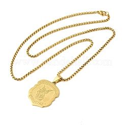 201 нержавеющая сталь кулон святой ангел-хранитель святой Михаил ожерелье коробка цепь NJEW-Q002-05G