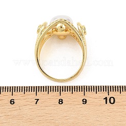 Женские кольца на палец из латуни с микропаве и кубическим цирконием&nbsp;RJEW-D340-02G-07