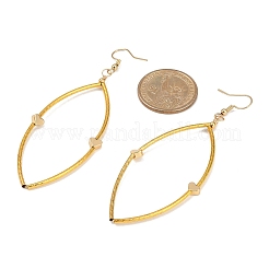 3 пара полых серег-подвесок из латуни в форме конского глаза с сердцем&nbsp;EJEW-JE06372