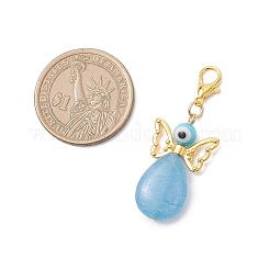 4 шт. подвеска в виде каплевидного ангела с натуральным аметистом HJEW-JM04034