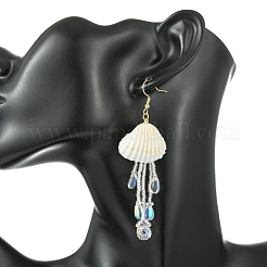 Pendientes colgantes de conchas y cuentas de vidrio&nbsp;EJEW-MZ00740-02