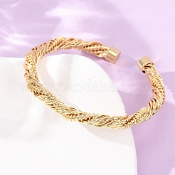 Bracciali aperti in ottone con corda intrecciata&nbsp;KK-CBA3297-11G