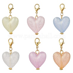 Подвеска в форме сердца из светящегося акрилового золотого порошка HJEW-JM04272