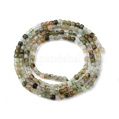 Нити бусин из натурального зеленого рутилированного кварца G-RM2025-C03-A