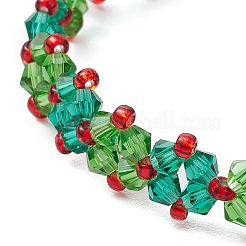 Рождественские браслеты ручной работы из стеклянных бусин для женщин&nbsp;BJEW-MZ00123
