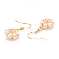 Серьги-подвески из латуни в форме цветов EJEW-D275-01G