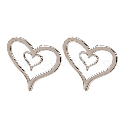 Латунные серьги-гвоздики в форме сердца EJEW-H165-08P