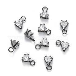 真鍮クリアキュービックジルコニアチャーム  長持ちメッキ  三角形  ミックスカラー  8x5.5x4mm  穴：2mm&nbsp;ZIRC-G170-14