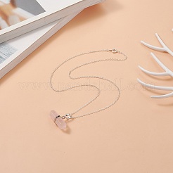 Колье с подвеской из натурального розового кварца NJEW-JN04239-05