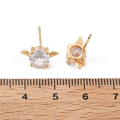 Серьги-гвоздики из латуни с микропаве из прозрачного кубического циркония для женщин EJEW-G428-14G