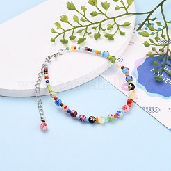 Handgemachte Millefiori Glasperlen Fußkettchen&nbsp;AJEW-AN00341-02