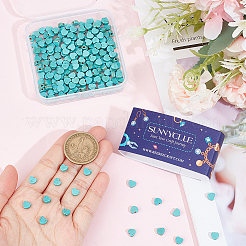 4 нити окрашенных синтетических бирюзовых бусин в форме сердца G-SC0002-61A