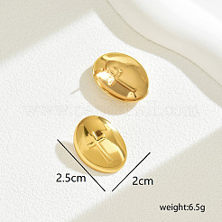 Серьги-гвоздики классические овальные с крестом из нержавеющей стали 201&nbsp;EO1132