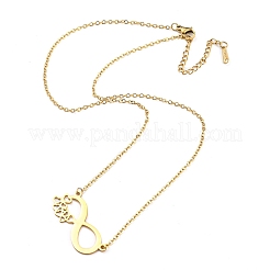 Ожерелья с подвеской в виде сердца и бесконечности из нержавеющей стали 304 для женщин NJEW-A012-02G