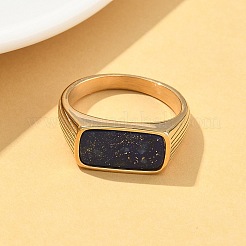 Кольца из нержавеющей стали 316l с натуральным лазуритом для женщин RJEW-U054-02C-03G