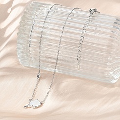 Латунные ожерелья с подвеской в виде ракетки из натуральной белой ракушки NJEW-H052-01P