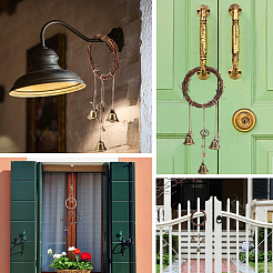 2 шт. 2 стиля ротанговых и сплавных колокольчиков для дверной ручки AJEW-GF0008-21