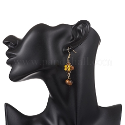 3 пара сережек-подвесок в форме цветка из латуни&nbsp;EJEW-TA00759