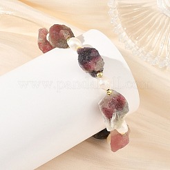 Bracelets en tourmaline naturelle multicolore brute et perles de pomme de terre naturelles&nbsp;BJEW-JB14395