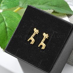 女性用304ステンレススチールスタッドピアス  ゴールドカラー  キリン  13.5x8mm&nbsp;STAS-Z117-15G-01