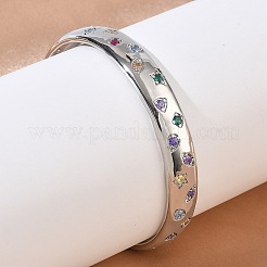 Messing-Armreife mit Mikropflaster und Zirkonia für Damen&nbsp;BJEW-A172-03P