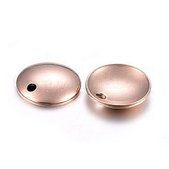 イオンプレーティング（IP）304ステンレススチールドームチャーム  キャンバー付きフラットラウンド  ローズゴールド  8x1.5mm  穴：1.5mm&nbsp;STAS-H472-02RG-8mm