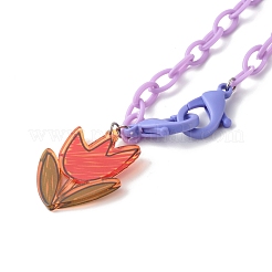 Colliers pendentifs fleurs acryliques transparents&nbsp;NJEW-JN03521-03