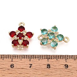 Подвески-цветочки с латунным паве из кубического циркония&nbsp;KK-T078-25G