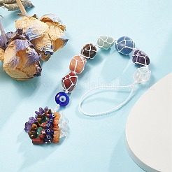 Decorazioni pendenti tascabili con pietre preziose naturali da 7 chakra&nbsp;HJEW-JM01049-02