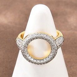 Anillos abiertos de latón con micropavé de circonitas cúbicas transparentes&nbsp;RJEW-T028-02B-G
