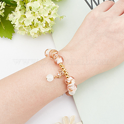 40 шт. круглые бусины-лэмпворк с золотистым песком внутри цветка ручной работы LAMP-OC0001-37