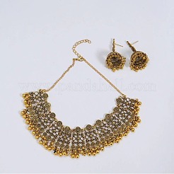 Комплекты из плоских круглых ожерелий с подвесками-кисточками и серег-гвоздиков FS-WG500FE-01