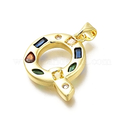 Латунные микропаве прозрачные подвески с фианитом KK-G521-01G-Q-01