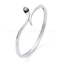 Эмалевый браслет на шарнире в виде змеи с фианитами BJEW-G673-02P